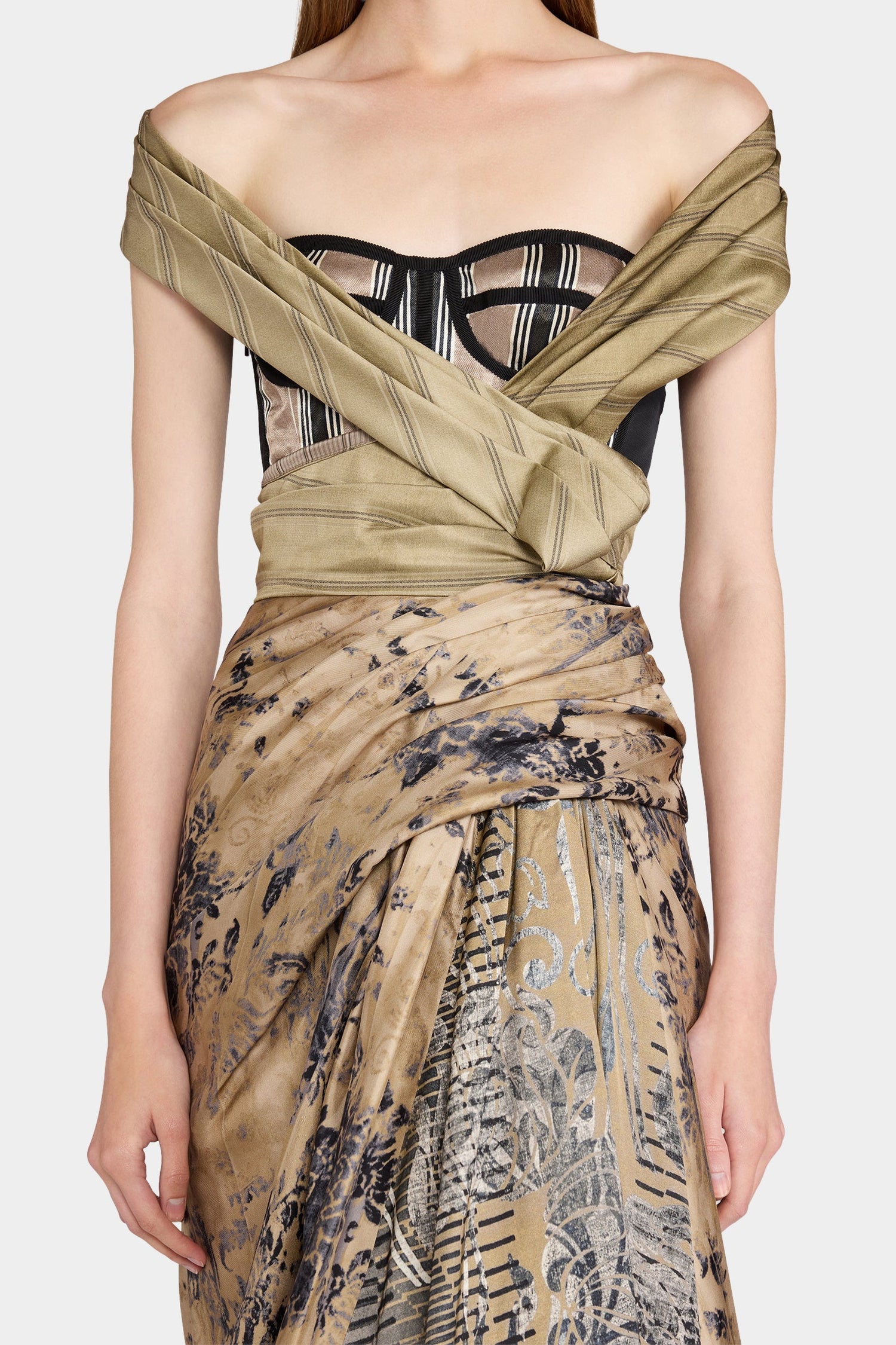Gold Shawl Bustier Dress