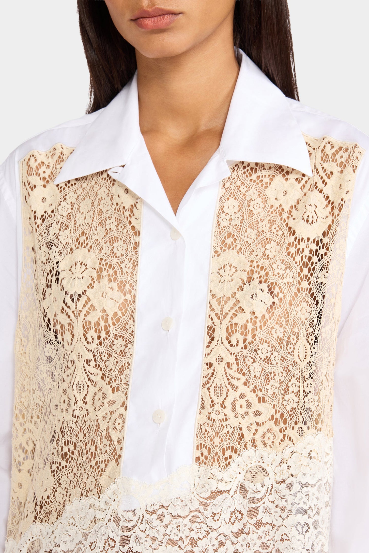 Ecru Lace Shirt Dress