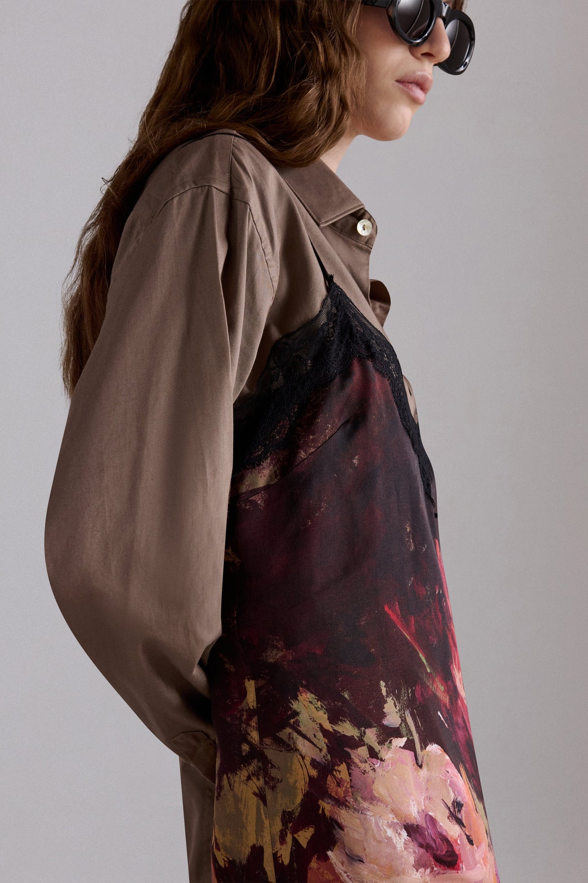 Painterly Rose Silk Slip Dress