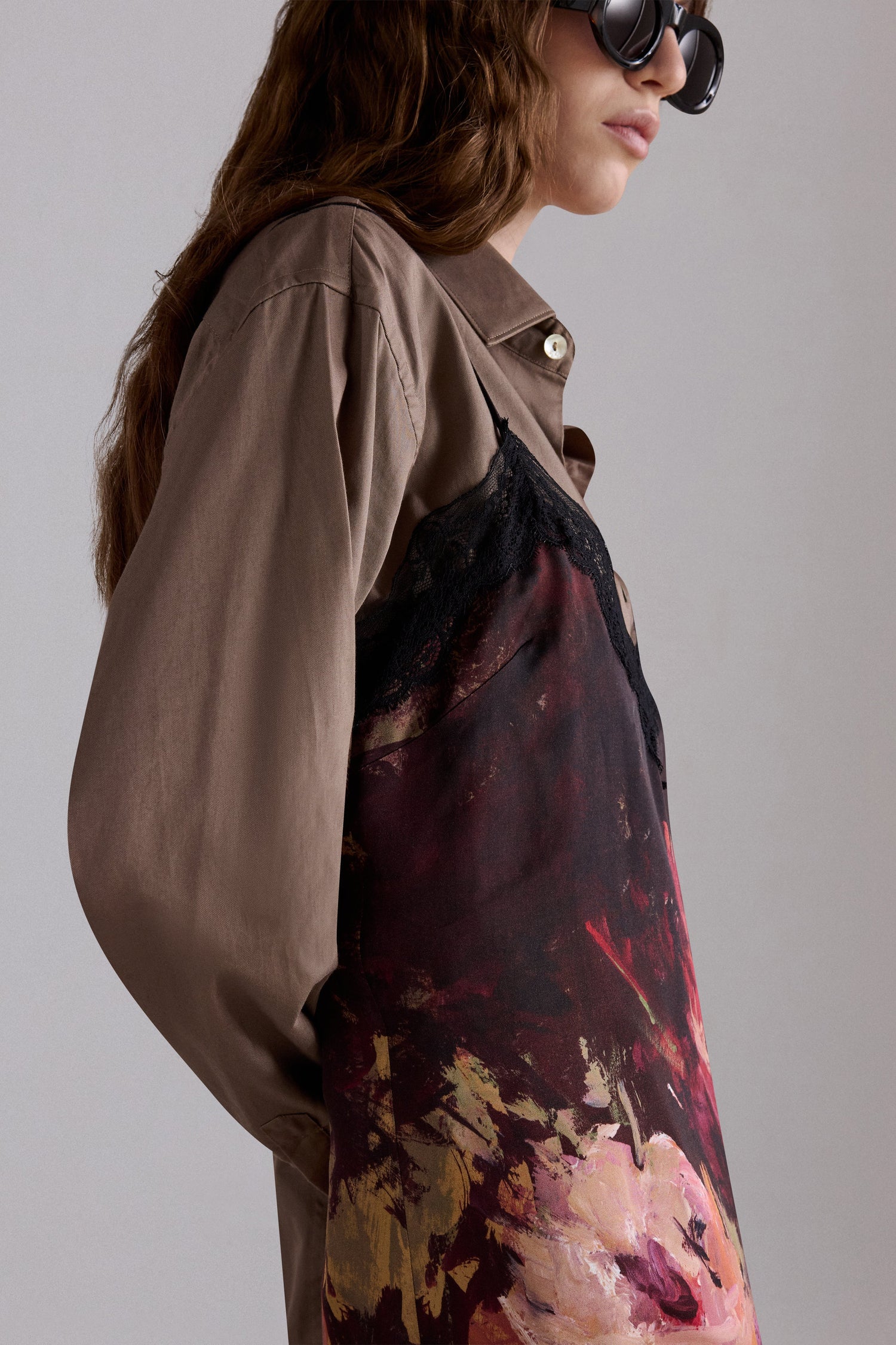 Painterly Rose Silk Slip Dress