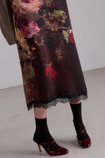 Painterly Rose Silk Slip Dress