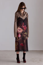 Painterly Rose Silk Slip Dress