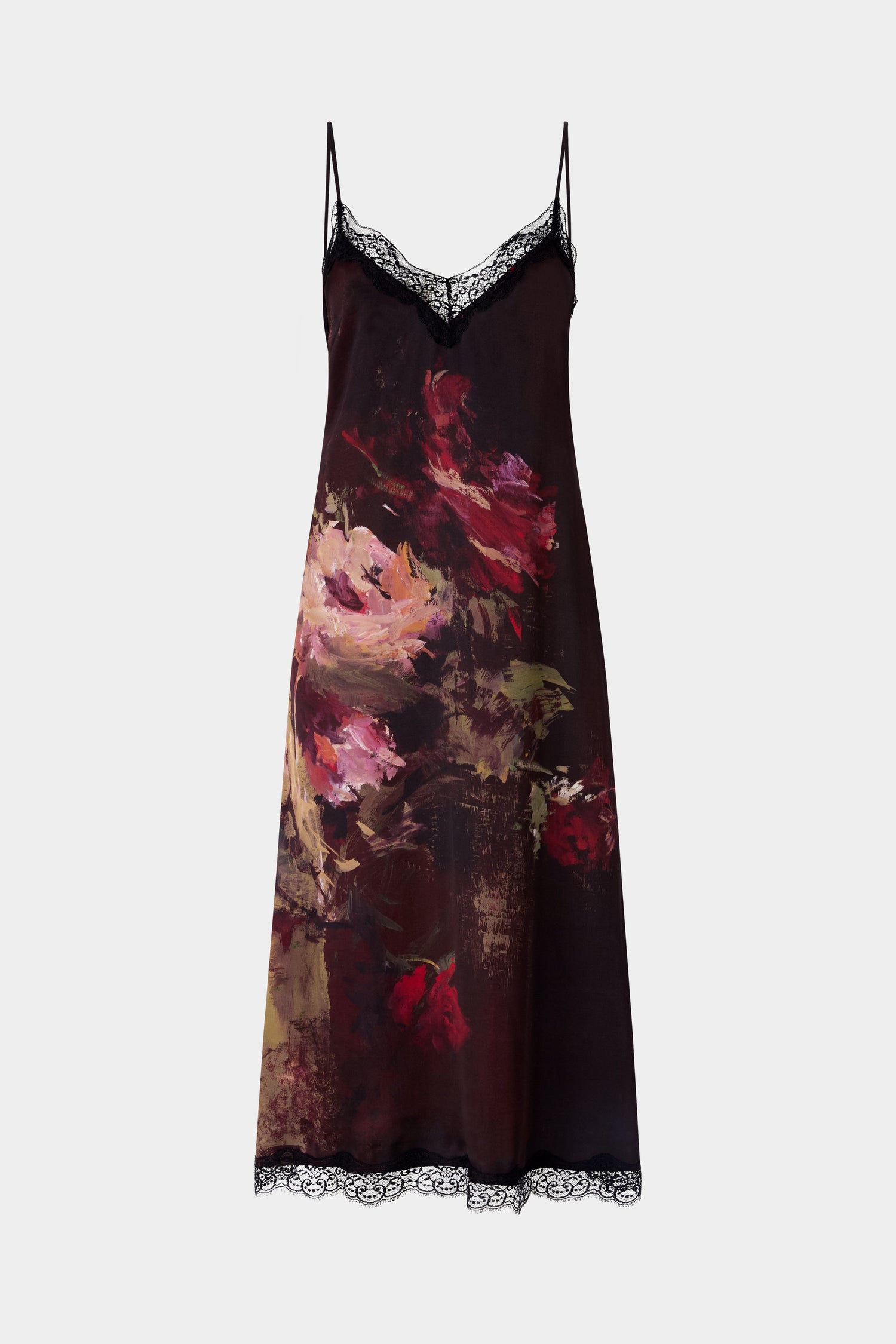 Painterly Rose Silk Slip Dress