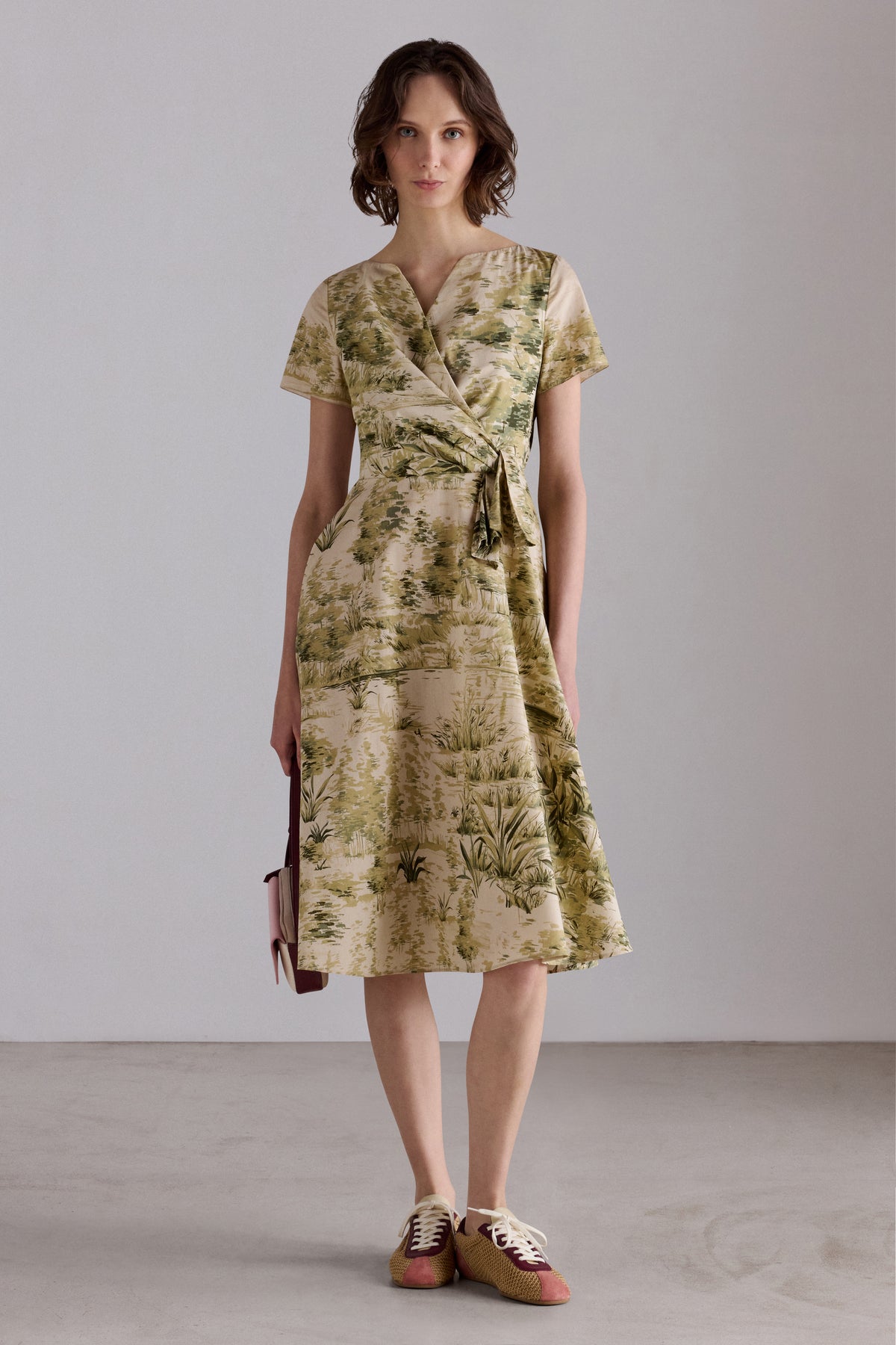 Botanical Wrap Midi Dress