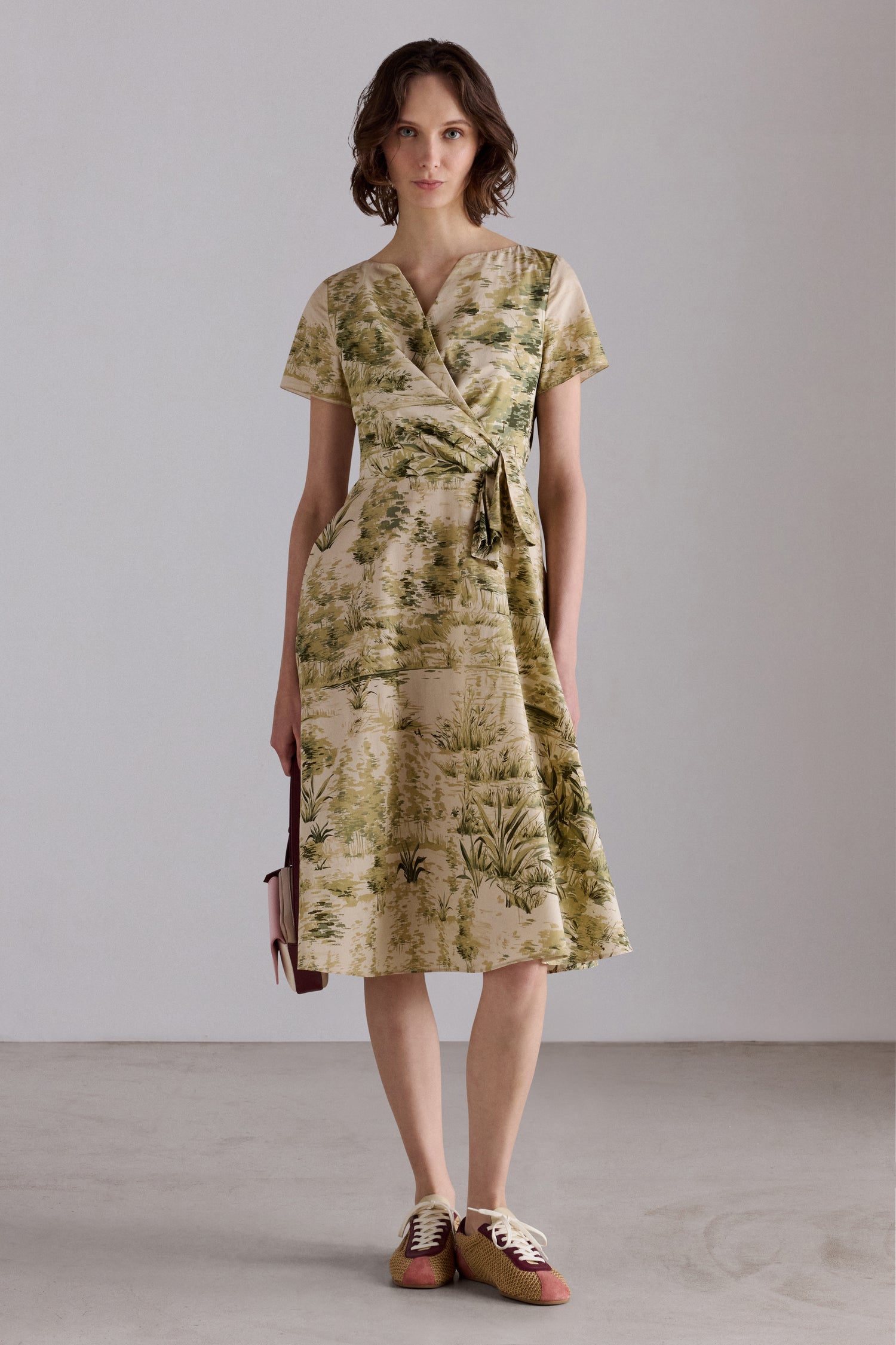 Botanical Wrap Midi Dress