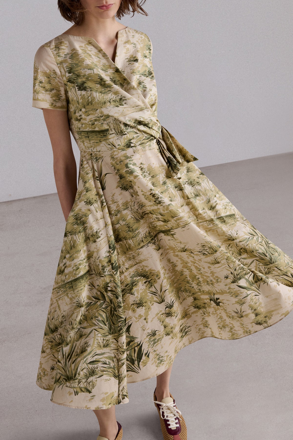 Botanical Wrap Midi Dress