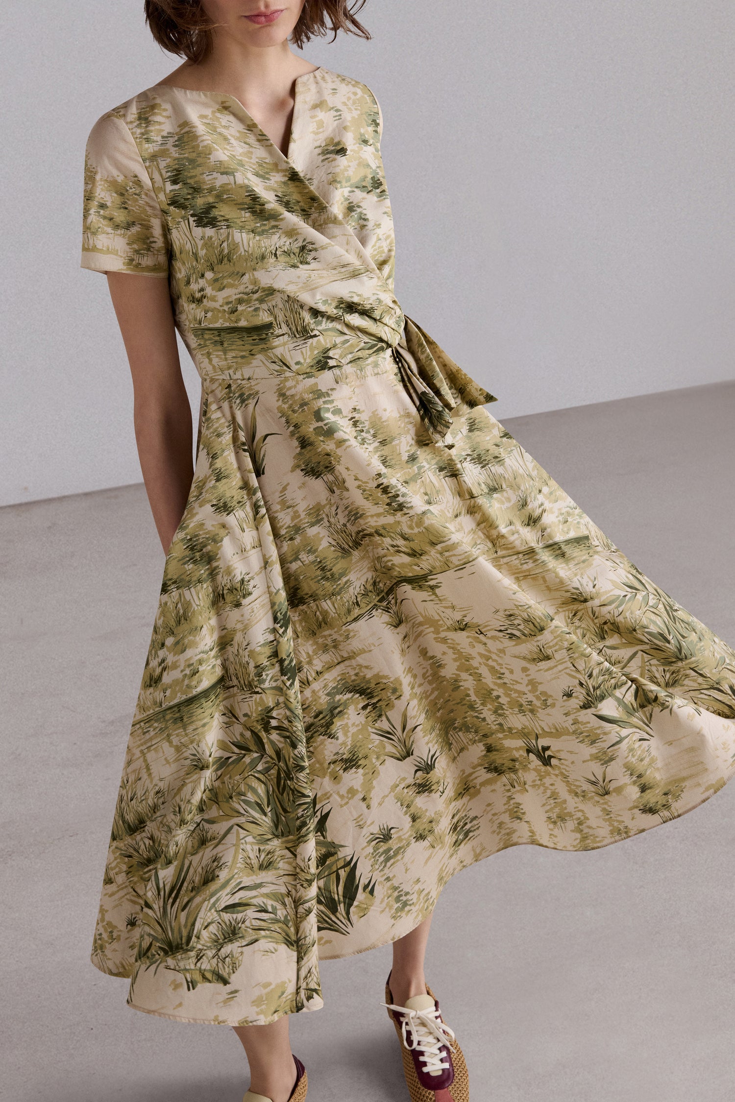 Botanical Wrap Midi Dress