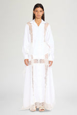 White Chemisier Dress with Lace Panel