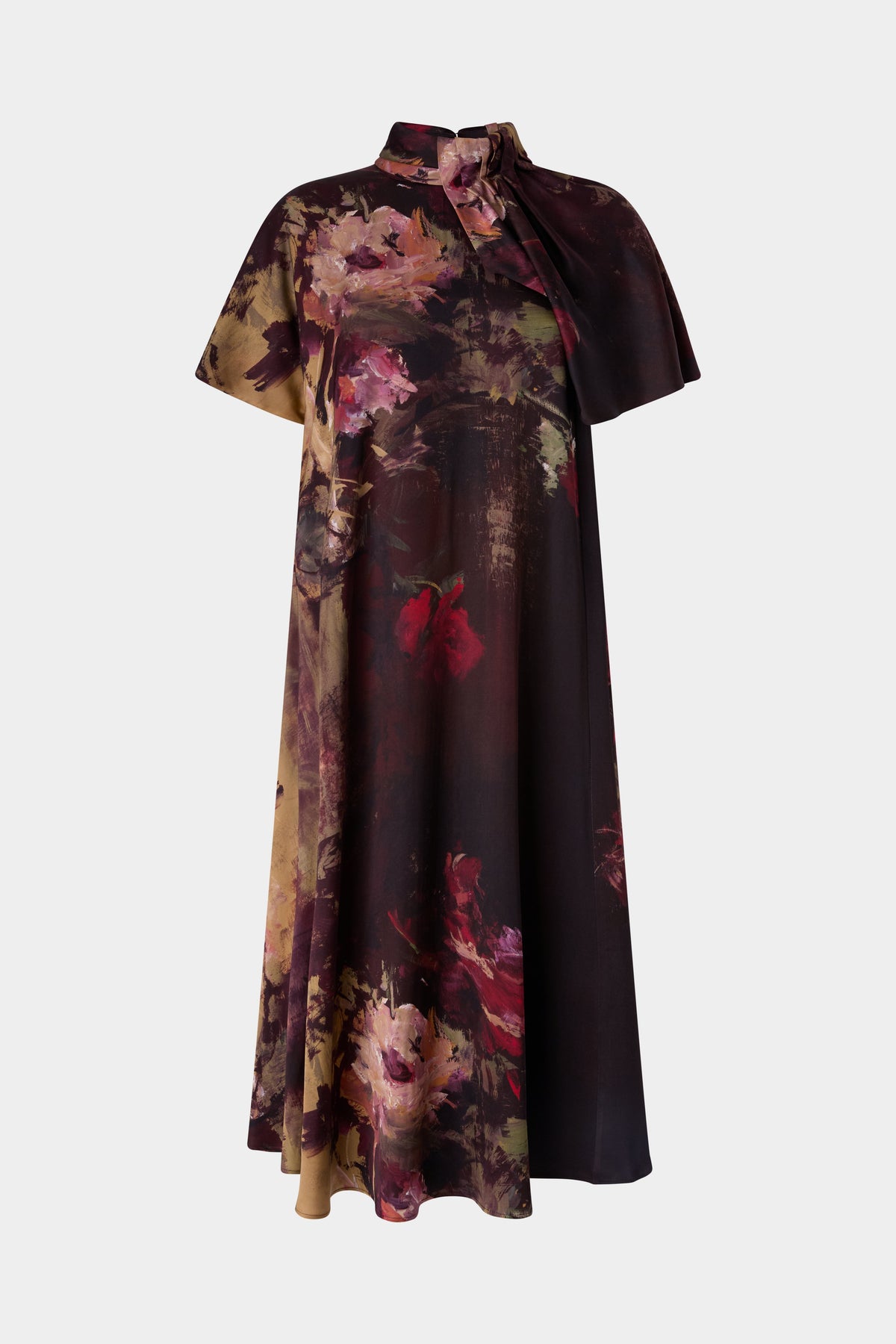 Painterly Rose Silk Midi Dress