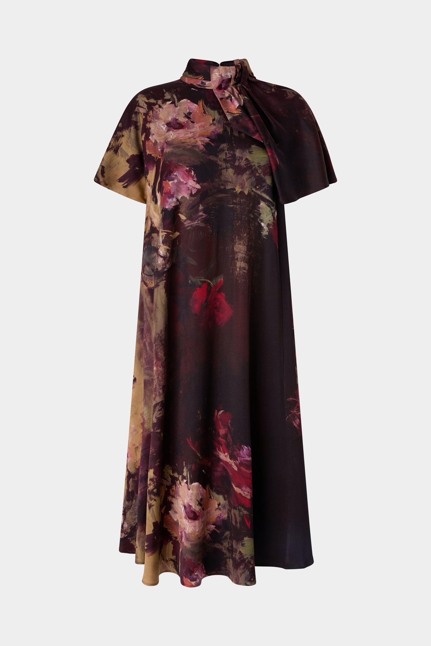 Painterly Rose Silk Midi Dress