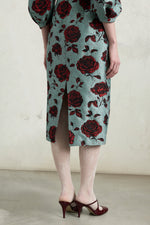 Embossed Rose Jacquard Midi Dress