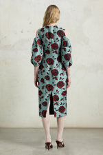 Embossed Rose Jacquard Midi Dress