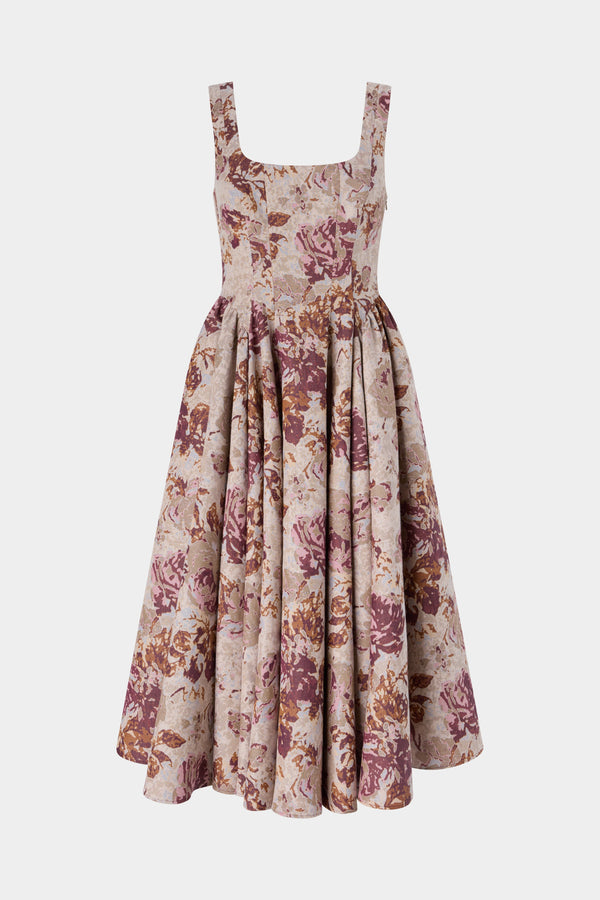 Rose Jacquard Midi Dress