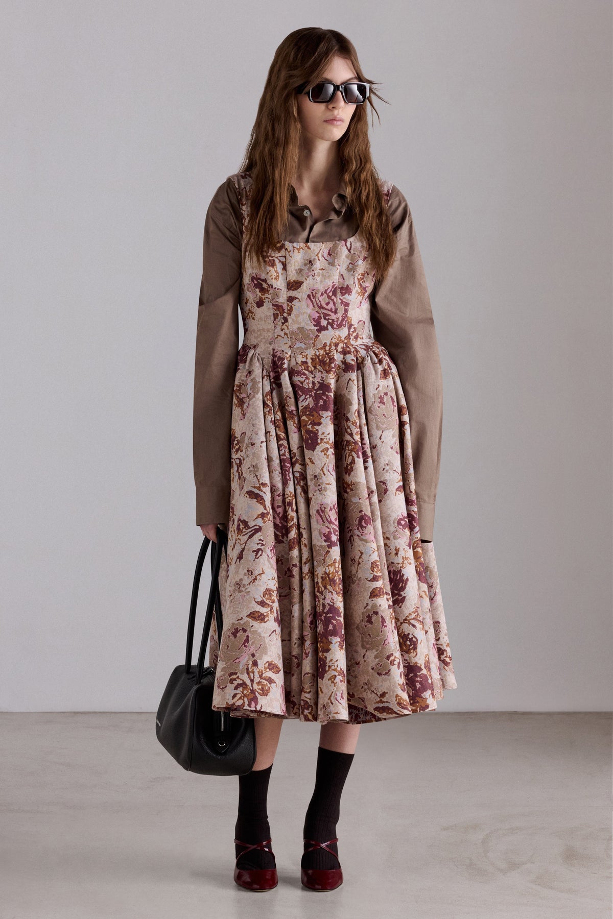 Rose Jacquard Midi Dress