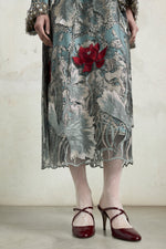 Midi Tunic Dress With Embroidered Foulard Print