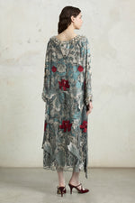 Midi Tunic Dress With Embroidered Foulard Print