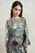 Midi Tunic Dress With Embroidered Foulard Print