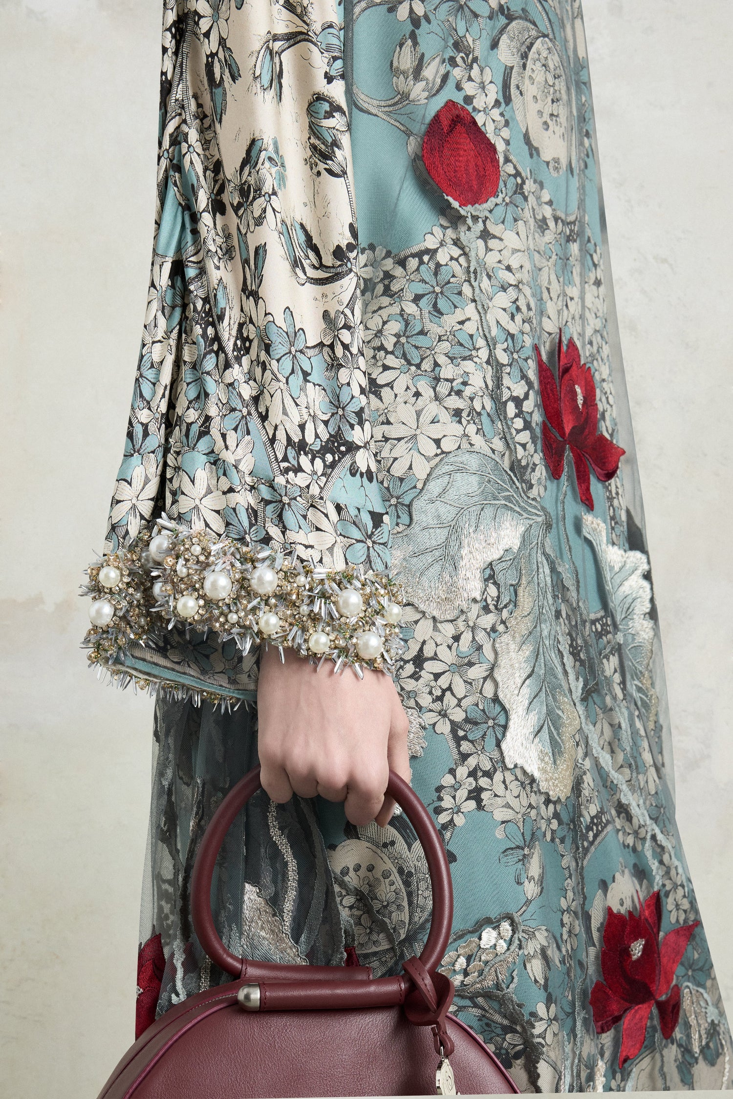 Midi Tunic Dress With Embroidered Foulard Print