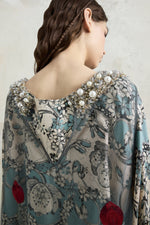 Midi Tunic Dress With Embroidered Foulard Print