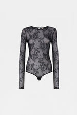 Black Lace Bodysuit with Long Sleeves