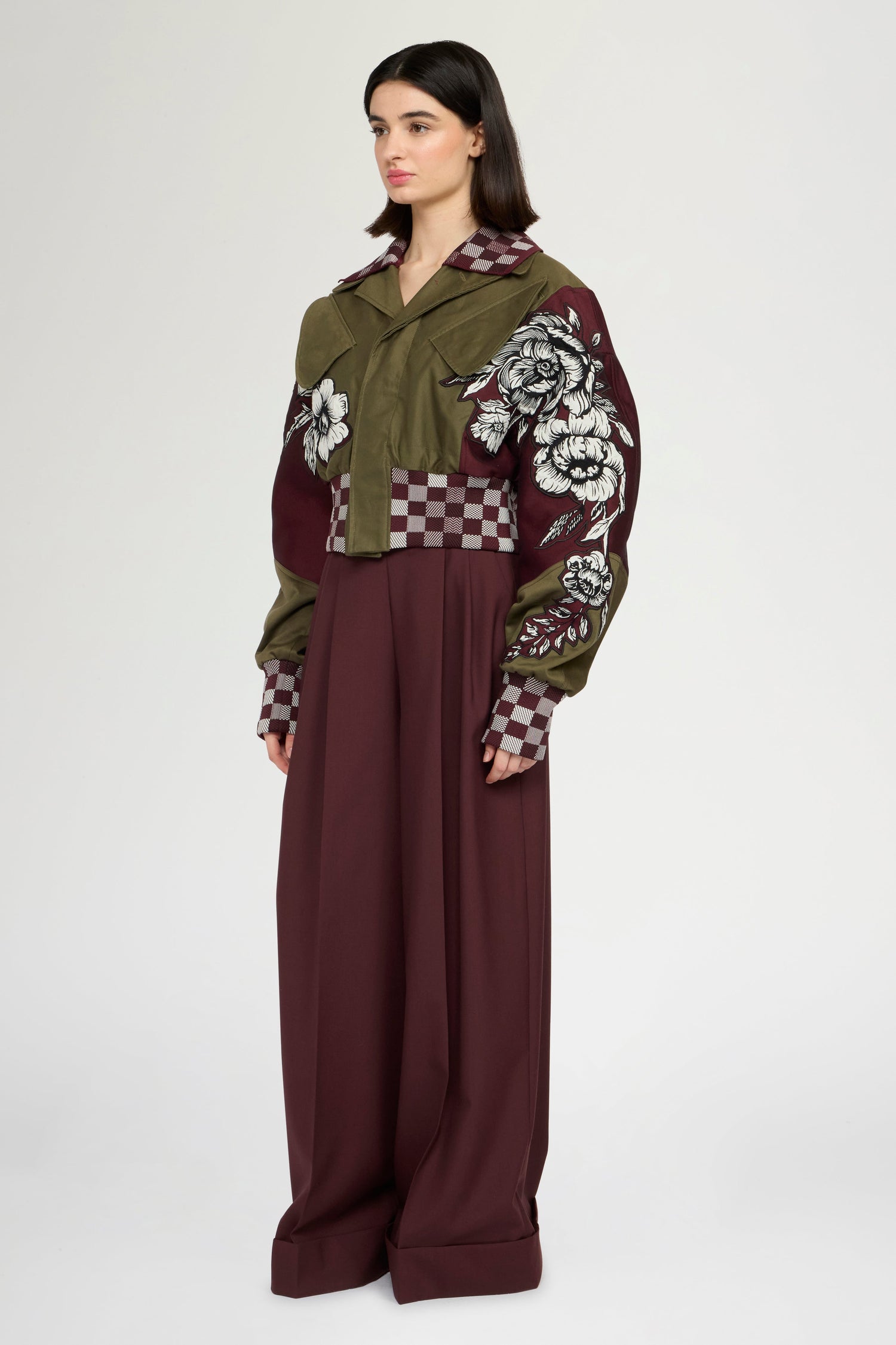 Parka Bomber with Floral Jacquard Details