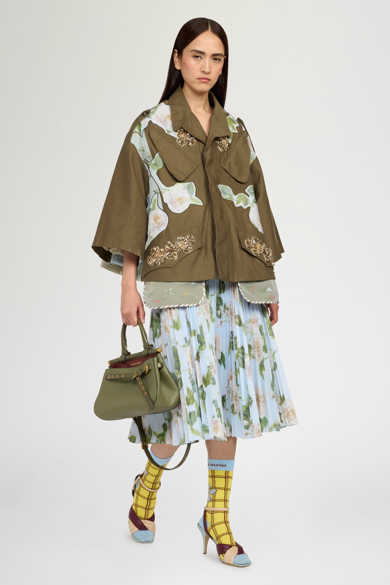 Bronze Bloom Patchwork Flared Parka