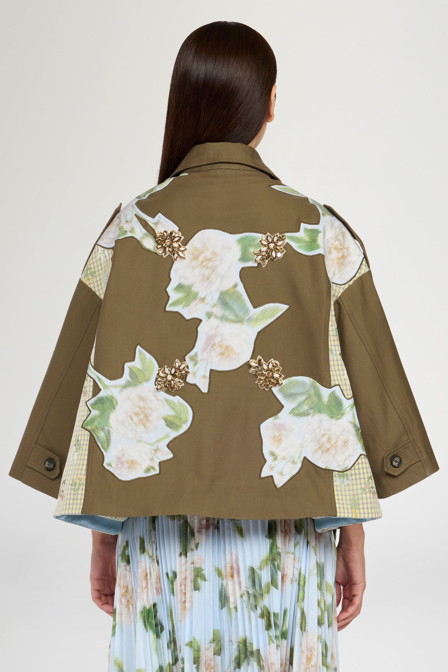 Bronze Bloom Patchwork Flared Parka
