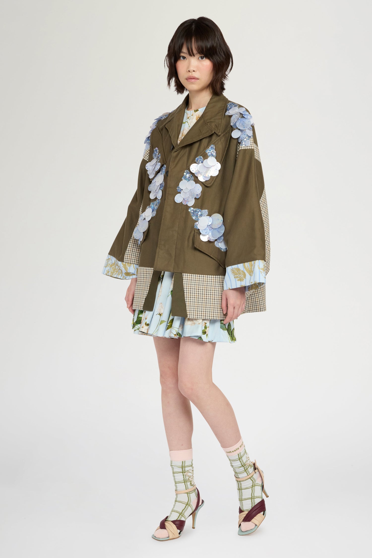 Floral Sequin Kimono Parka