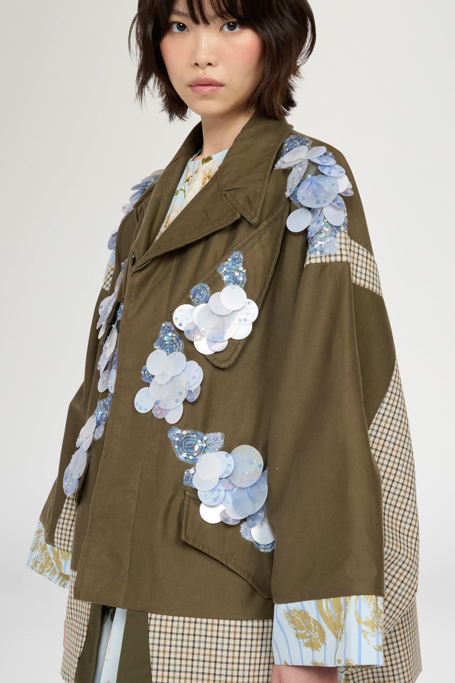 Floral Sequin Kimono Parka