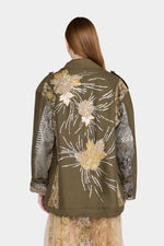 Sequin Floral Motif Parka
