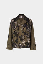Parka with Floral Black and Gold Embroidery