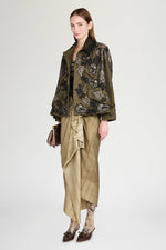 Parka with Floral Black and Gold Embroidery