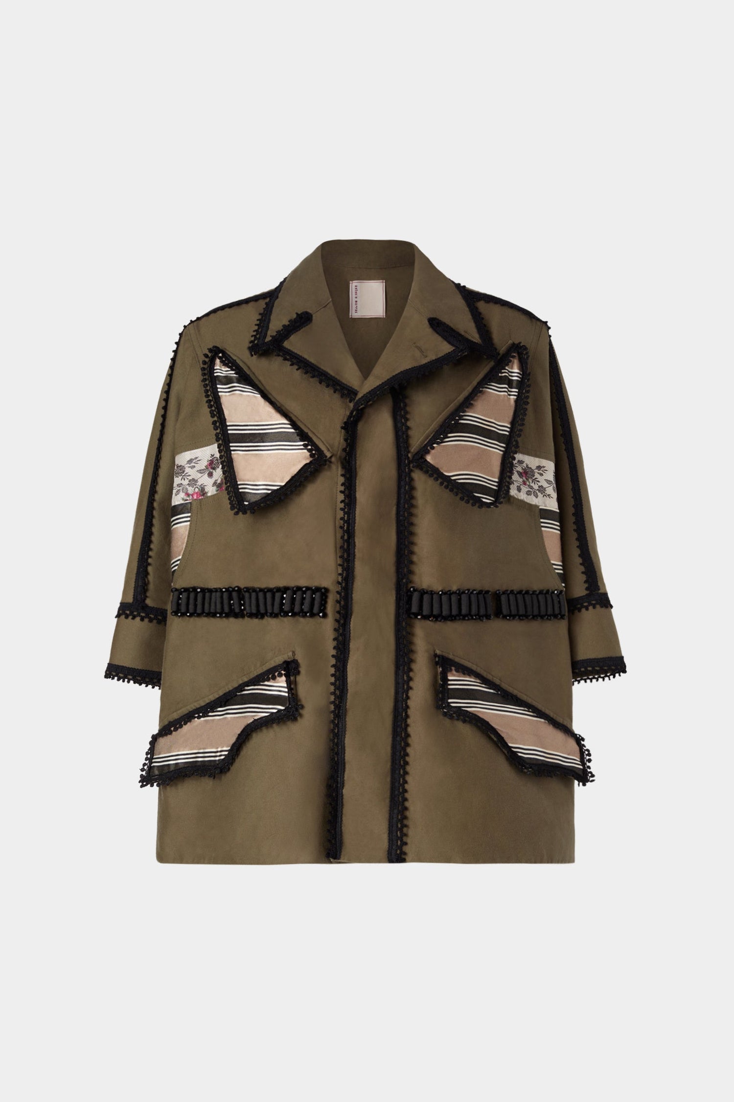 Patchwork Parka with Decorative Trim