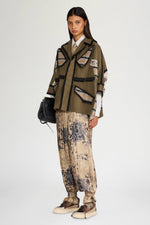 Patchwork Parka with Decorative Trim