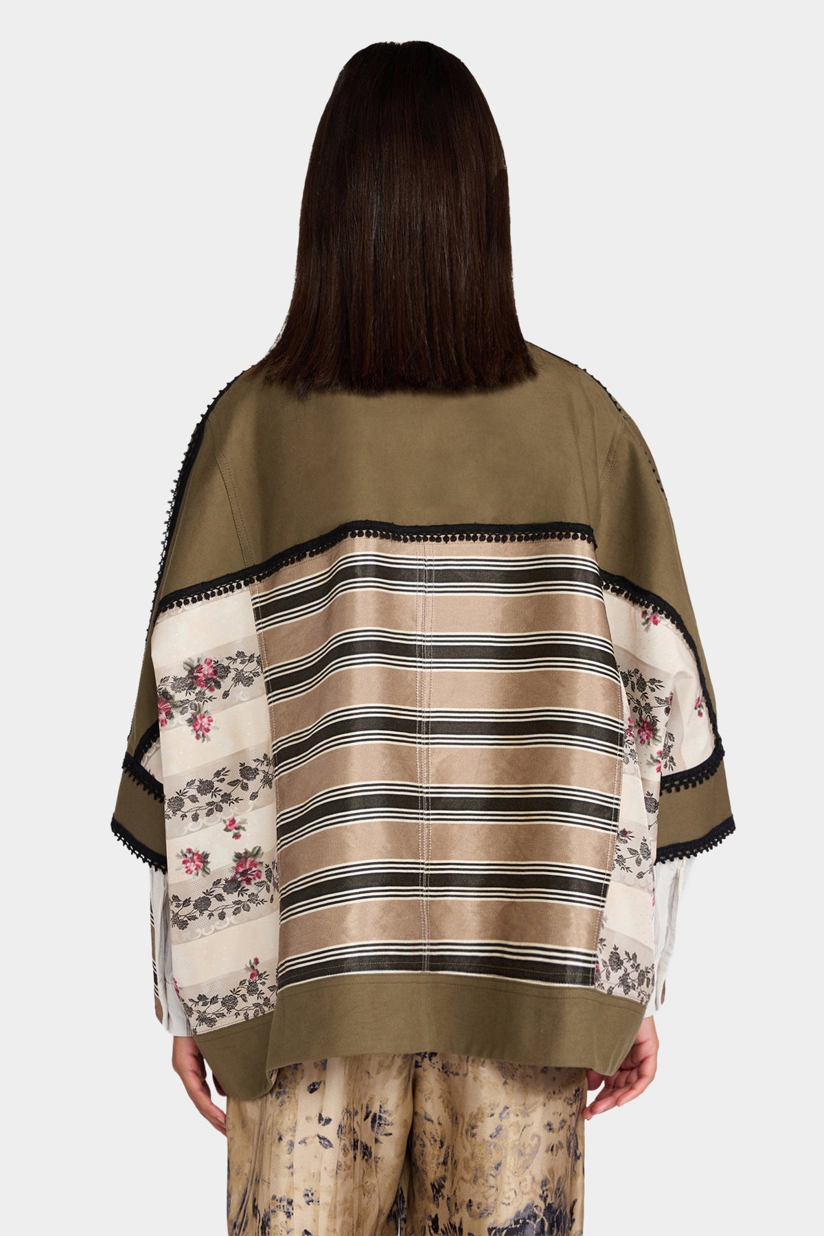 Patchwork Parka with Decorative Trim