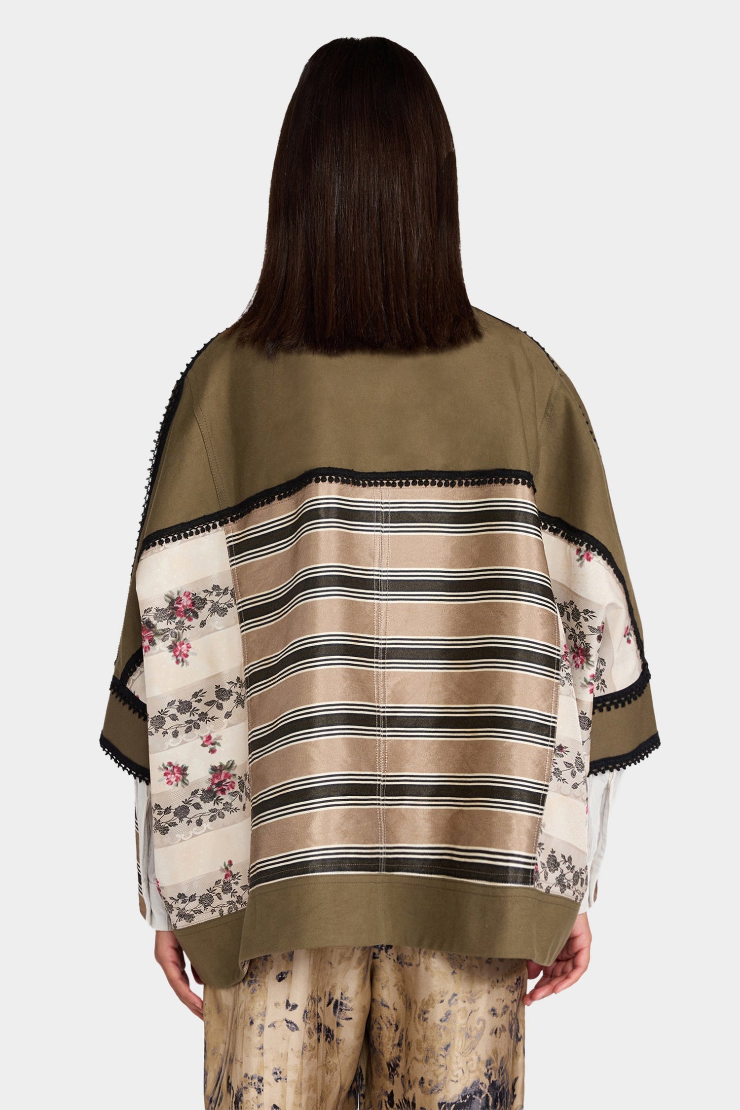 Patchwork Parka with Decorative Trim