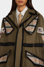 Patchwork Parka with Decorative Trim