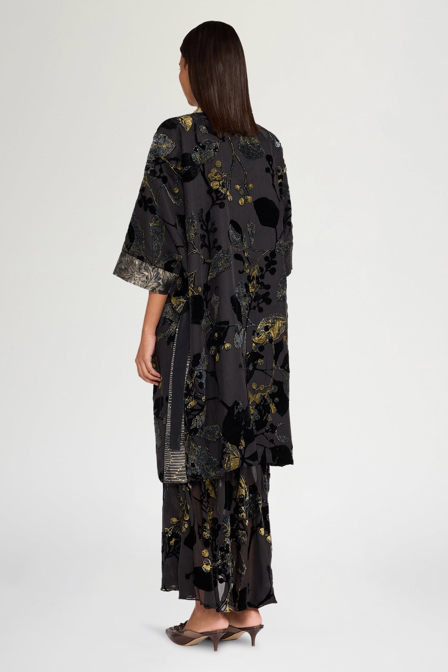 Black and Gold Devoré Kimono