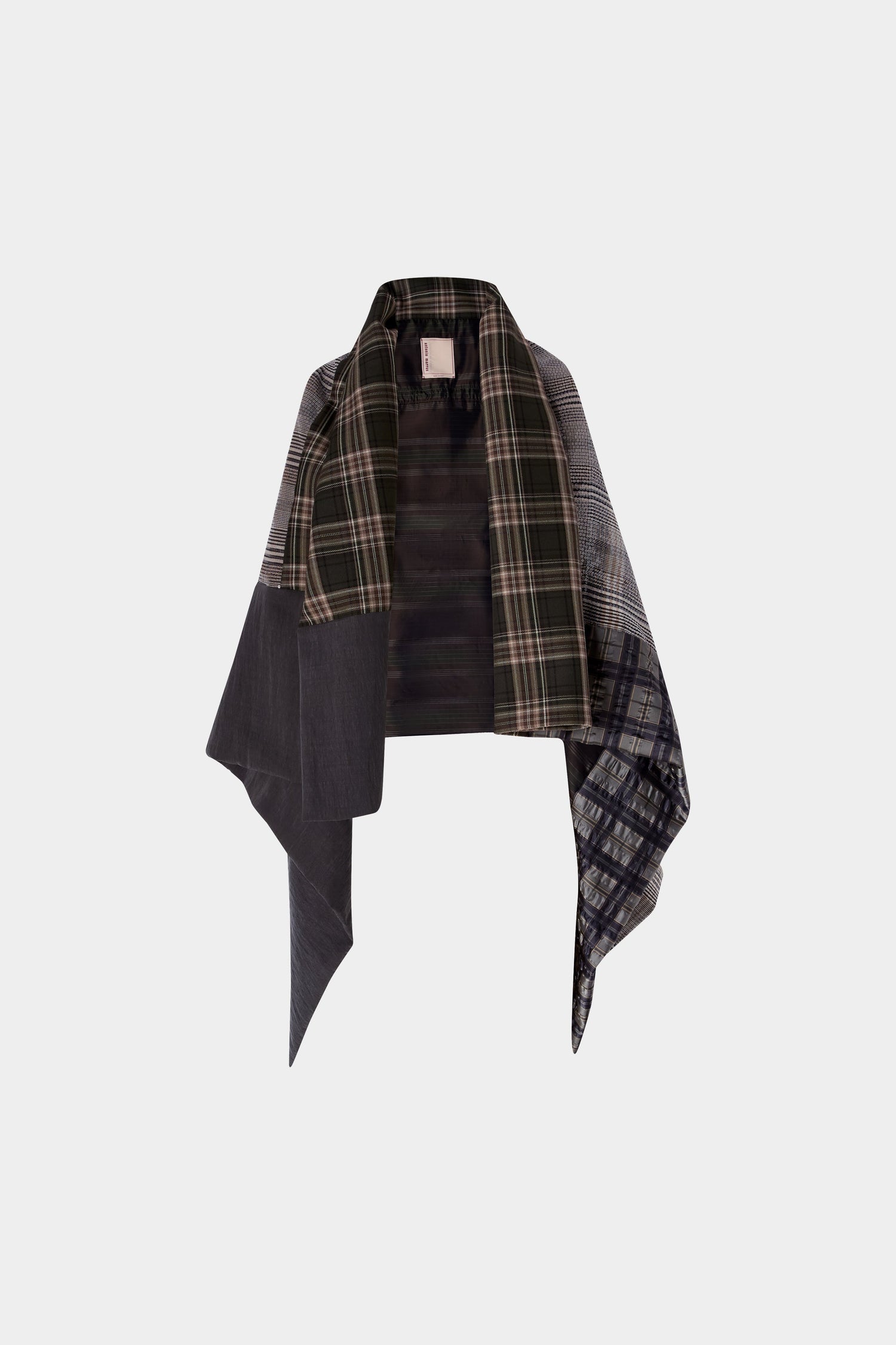 Patchwork Checked Asymmetric Shawl
