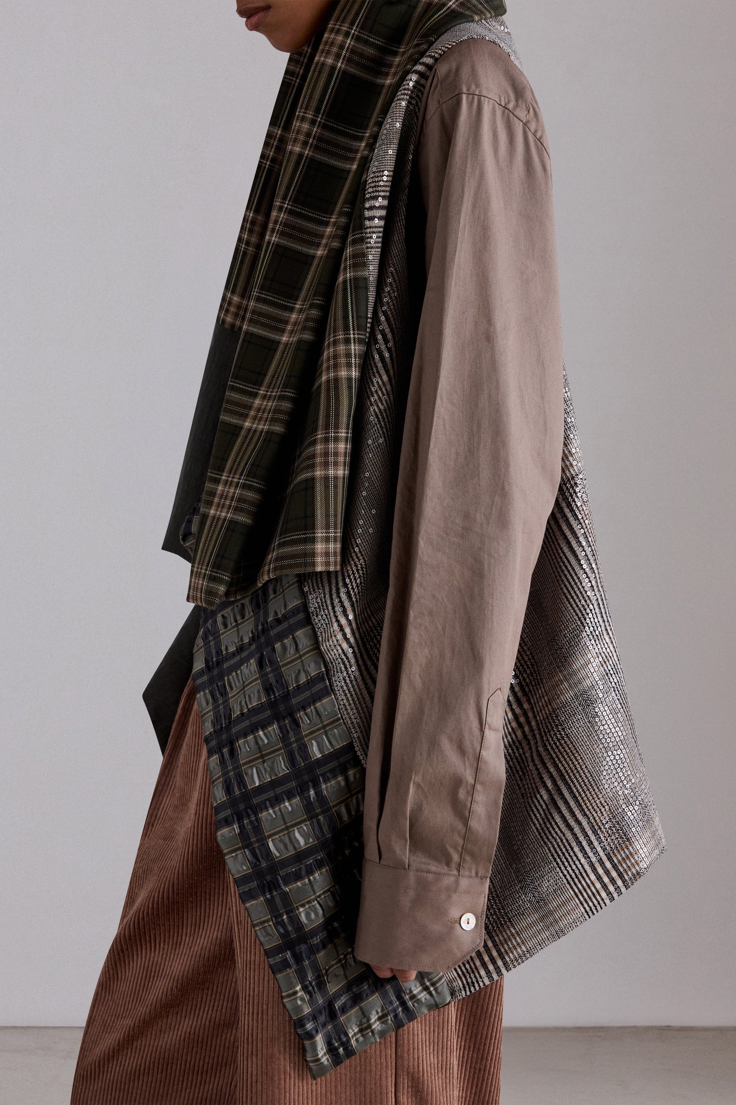 Patchwork Checked Asymmetric Shawl