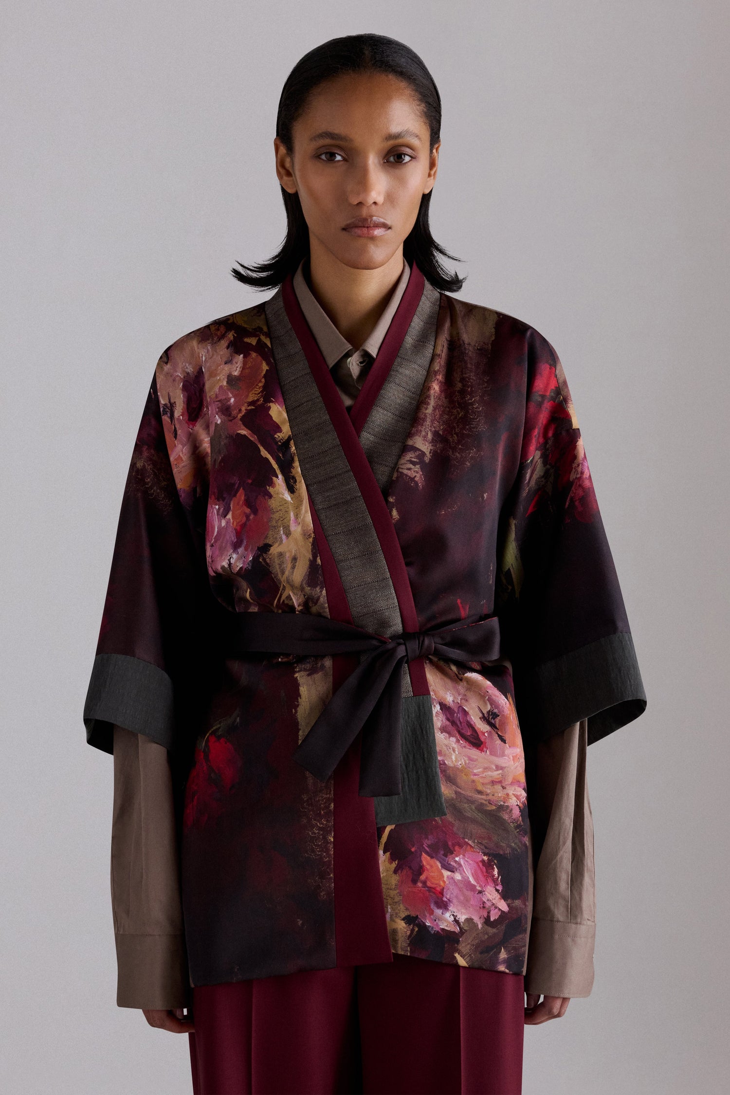 Painterly Rose Silk Kimono
