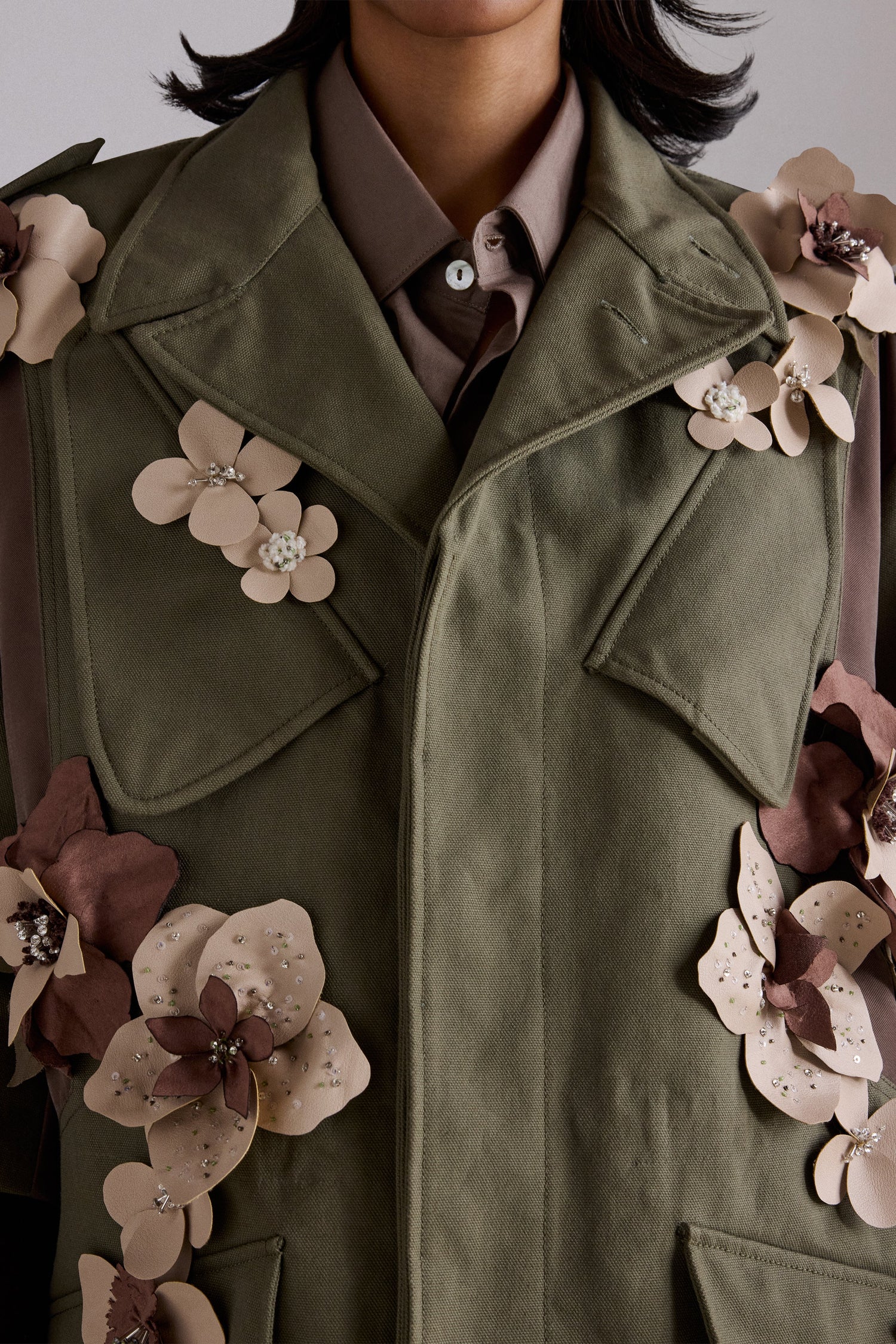 Floral Appliqué Parka
