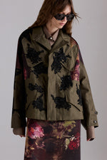 Parka with Beaded Floral Embroidery