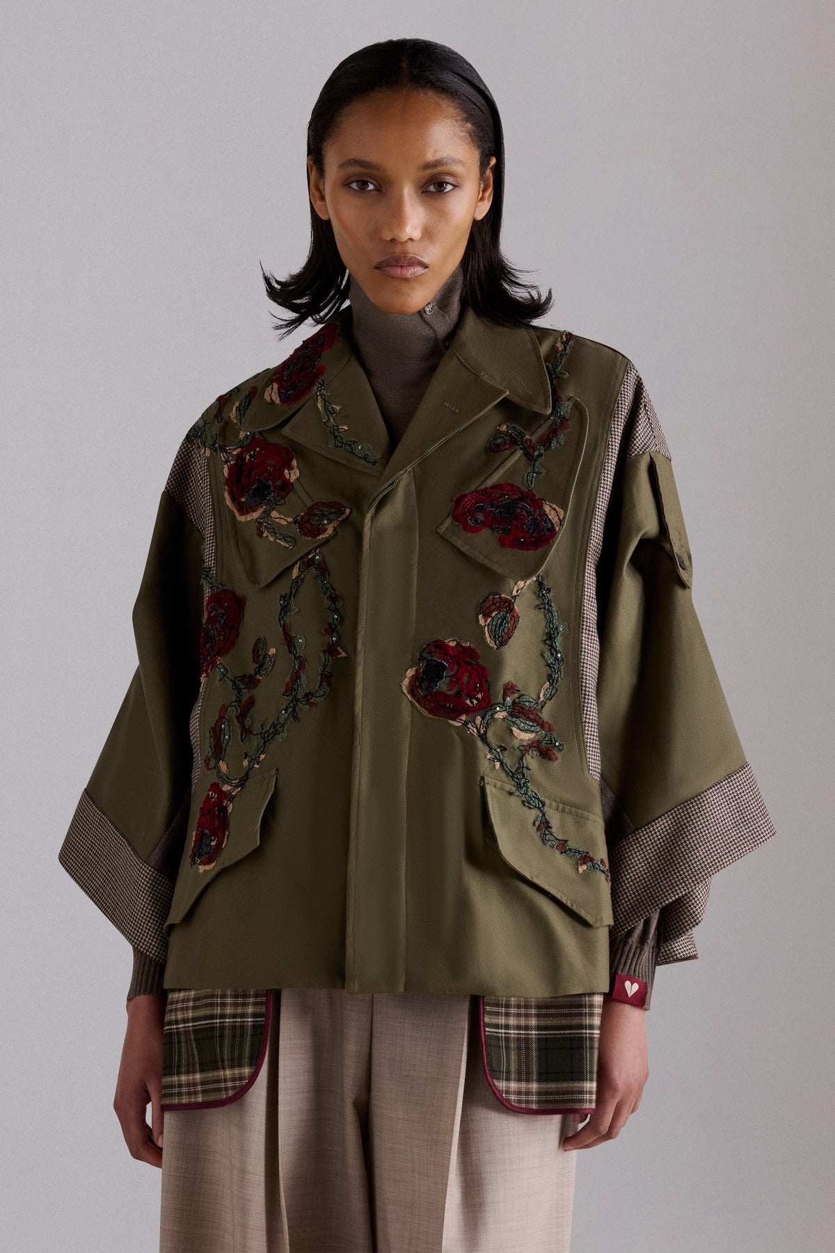 Embroidered Tweed Parka