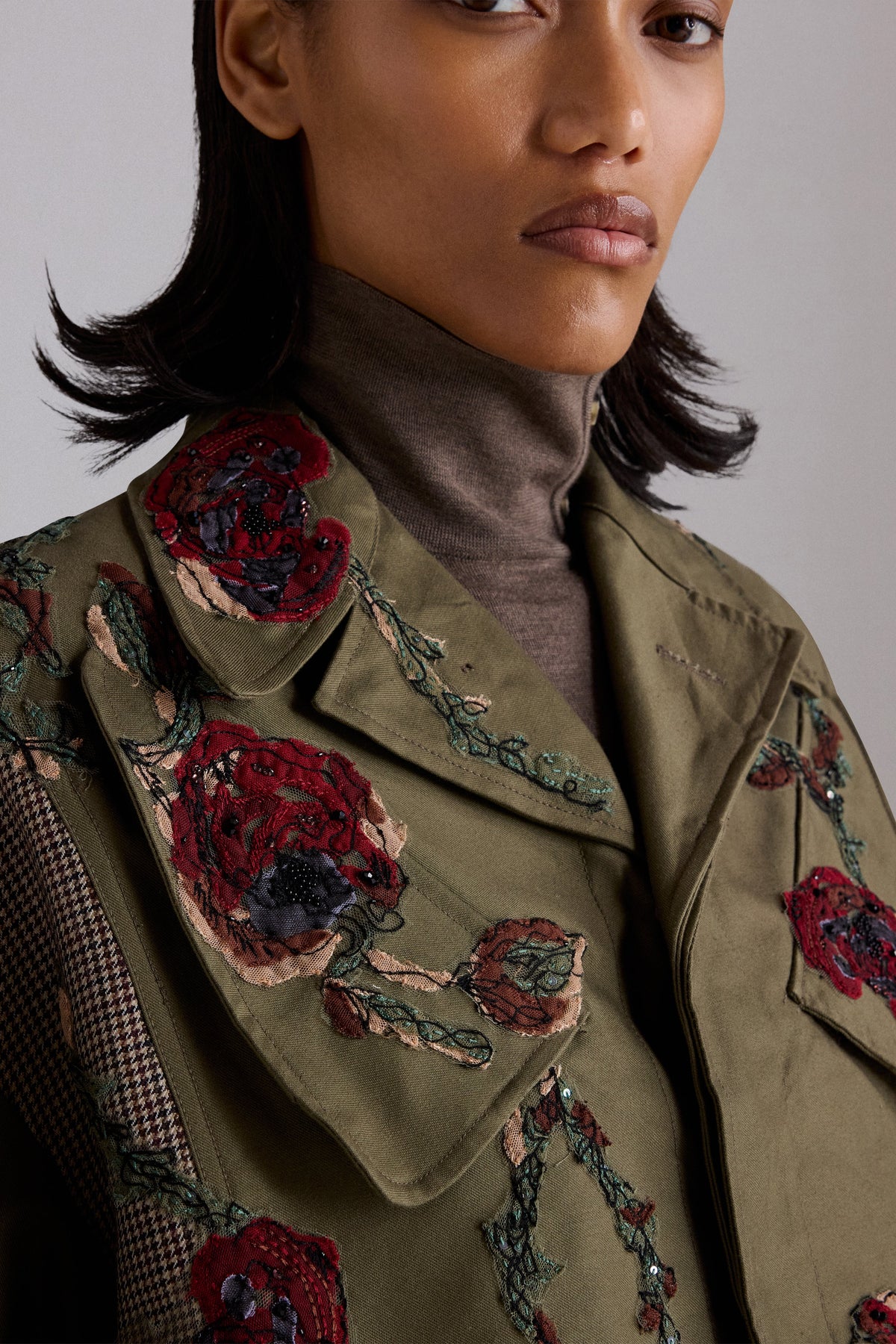 Embroidered Tweed Parka