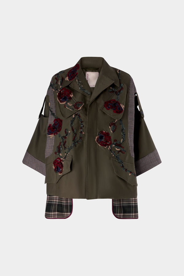 Embroidered Tweed Parka