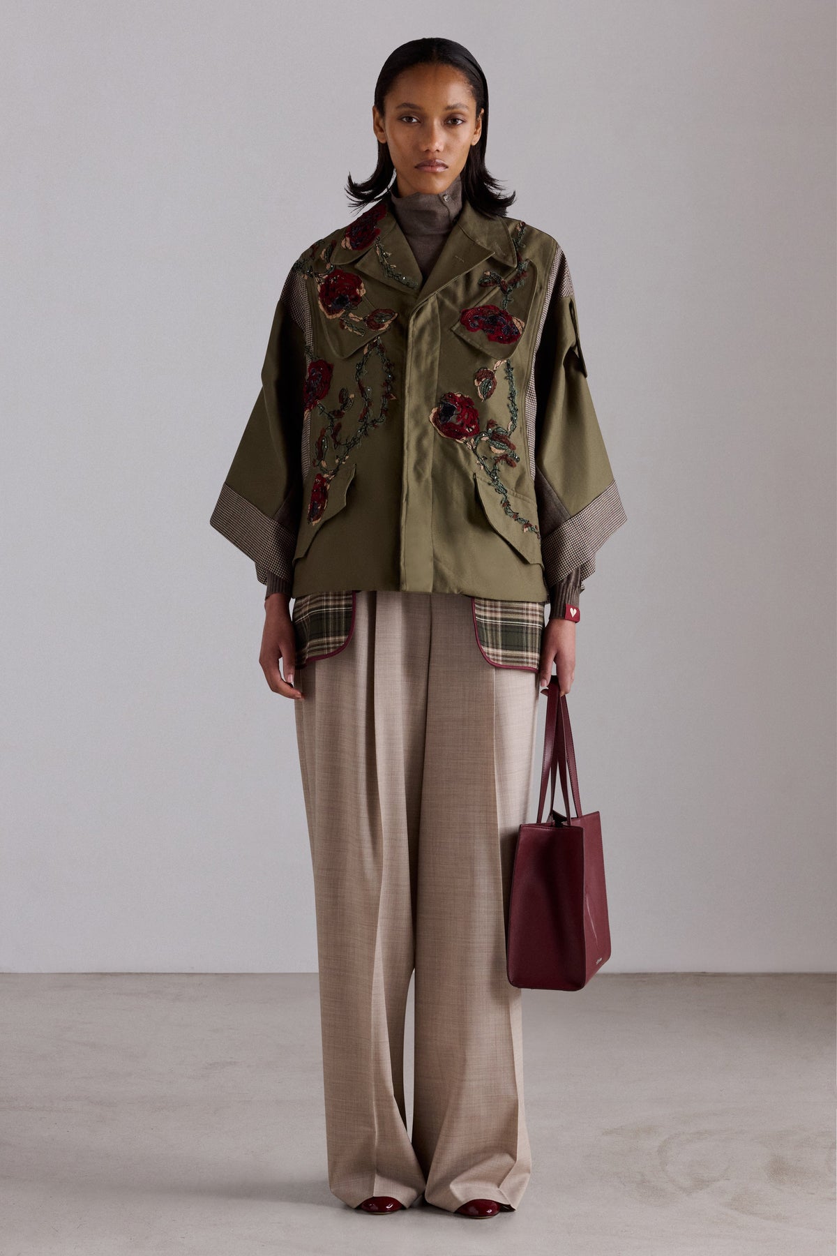 Embroidered Tweed Parka