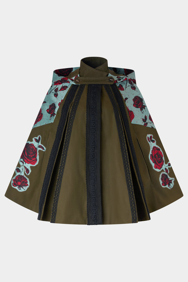 Hooded Parka with Rose Jacquard