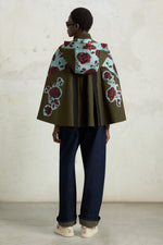 Hooded Parka with Rose Jacquard