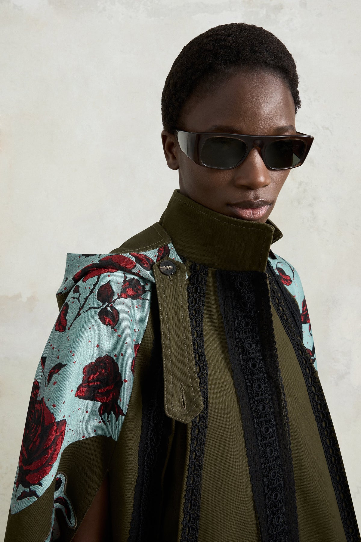 Hooded Parka with Rose Jacquard